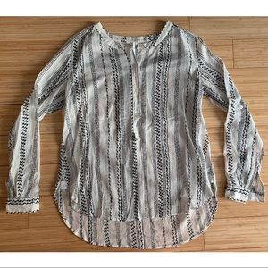 Ann Taylor Loft | Women’s White Striped Button Down Shirt Long Sleeve Size Small